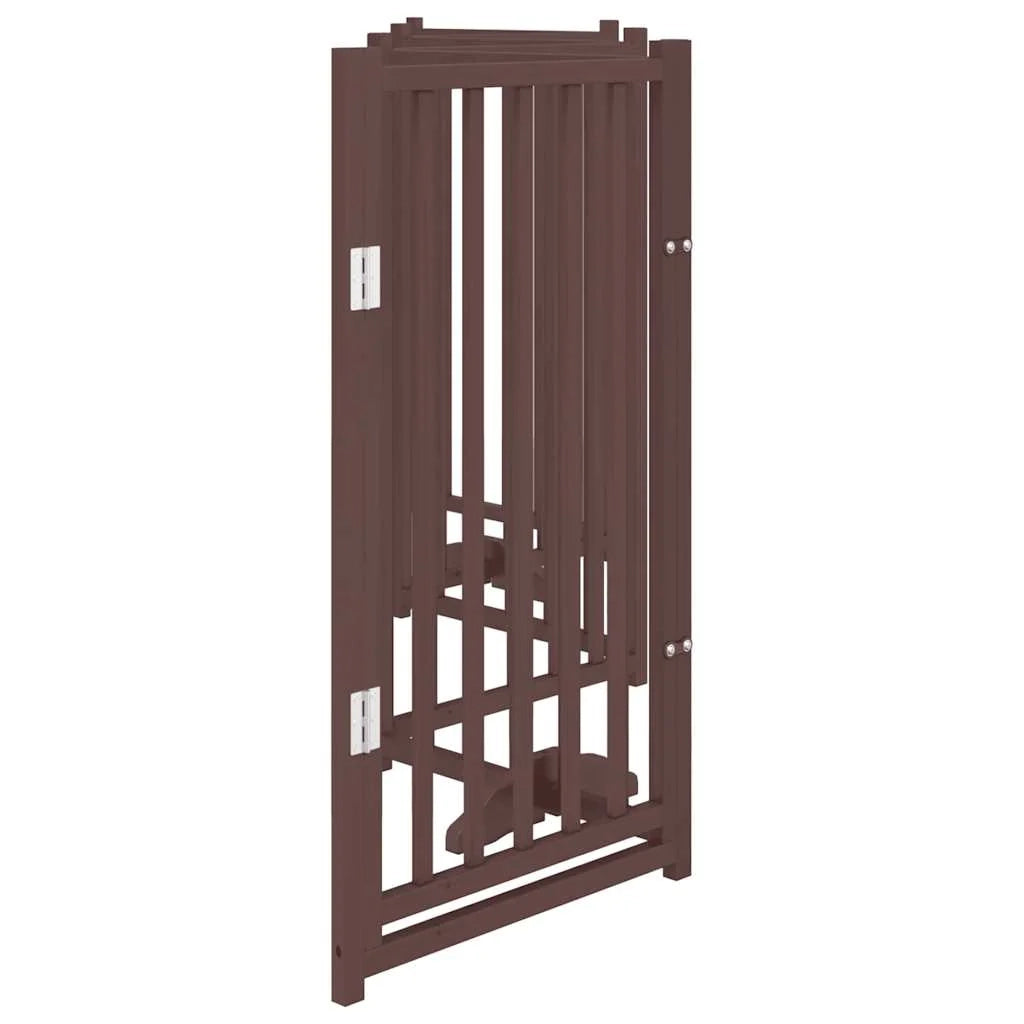 Cancelletto di sicurezza per cani con porta 6 pannelli legno massello di abete marrone 02_0023328