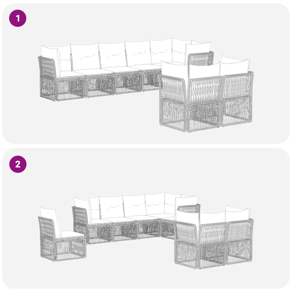 Set Divano da Giardino 8 pcs Beige polyrattan 3434286