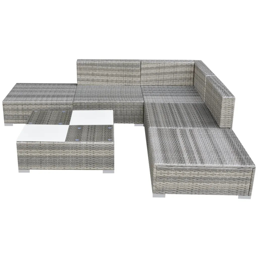 Set Divani da Giardino 6 pz con Cuscini in Polyrattan Grigio cod mxl 35333