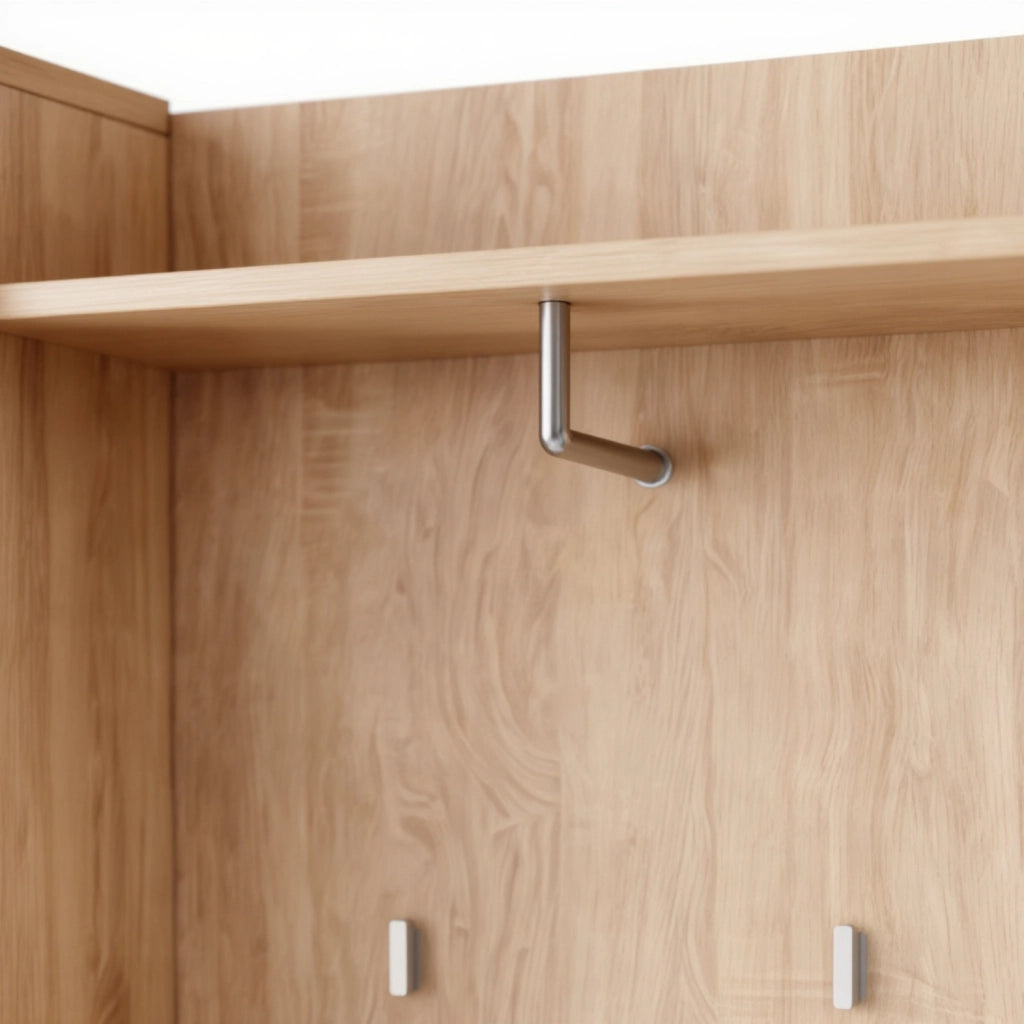 Mobile Ingresso Panca Portascarpe Appendiabiti Set Entrata Anta Specchio Vani Guardaroba Ganci Armadio Contenitore Multifunzione Salvaspazio Per Corridoio Casa Design Moderno 210 x 32 x 203 Cm Rovere