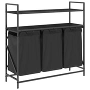 Cesto Portabiancheria 3 Scomparti con Ripiani Rovere Nero CFW6258898