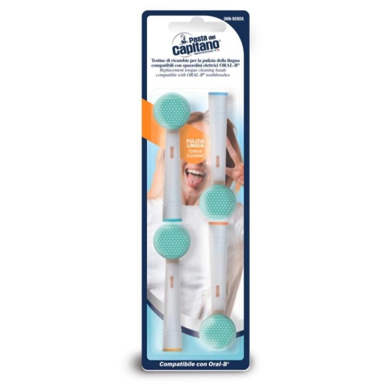 Set 4 Testine di Ricambio Pulizia Lingua Pasta del Capitano Compatibile Oral B