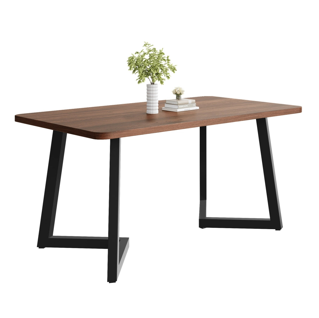 Tavolo da pranzo rettangolare 117x68 cm in MDF con gambe in metallo; nero e noce