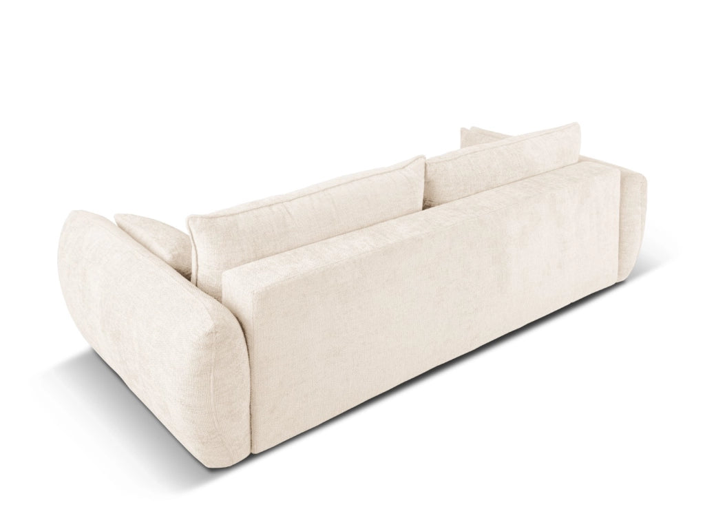 Cosmopolitan Design - Divano convertibile con contenitore "Matera" 3 posti in ciniglia beige chiaro 