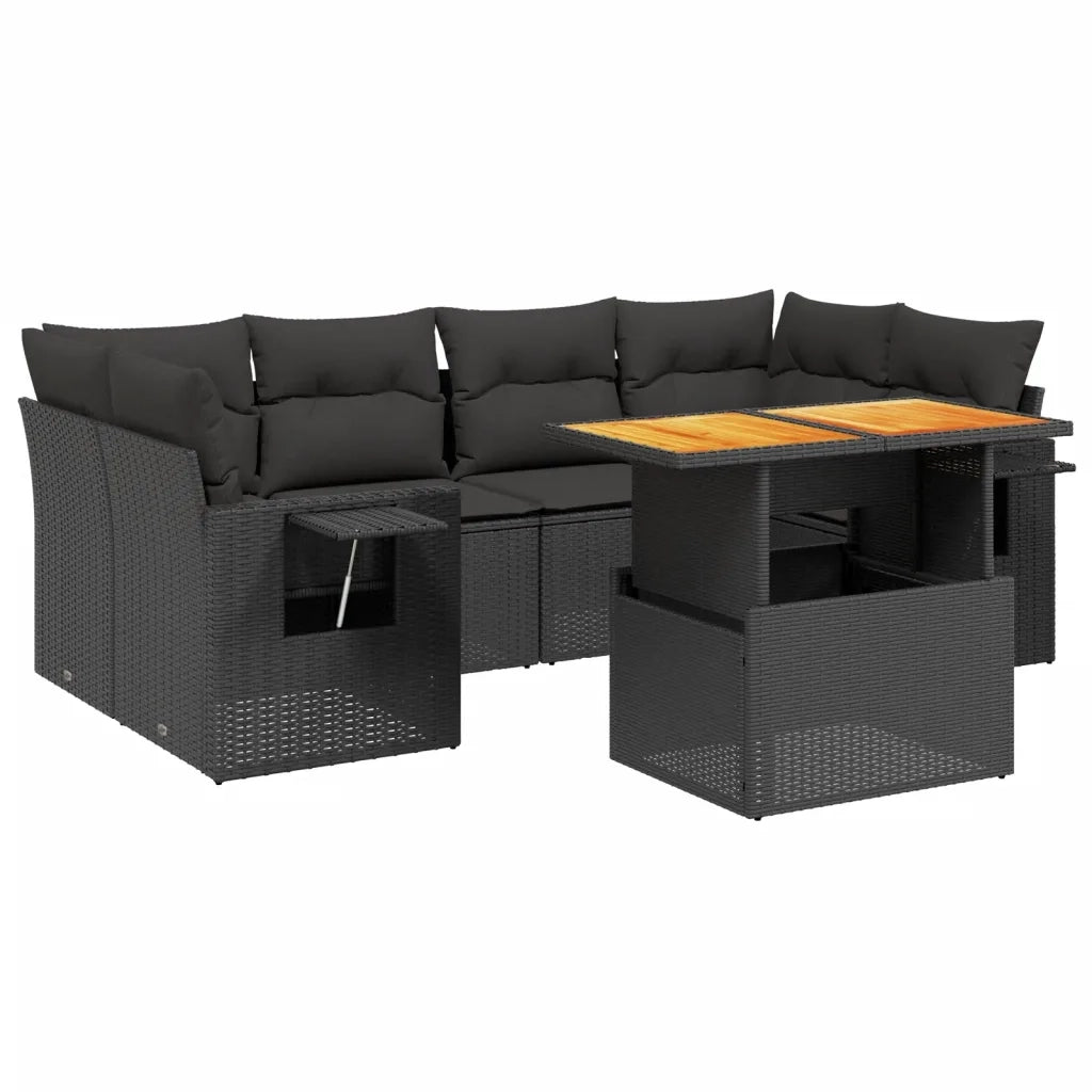 Set Divani da Giardino con Cuscini 7pz Nero Polyrattan 3271650