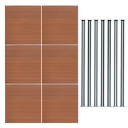 Pannelli Recinzione x6 + 7 Pali Alluminio LED Marrone Doghe PVC 185cm