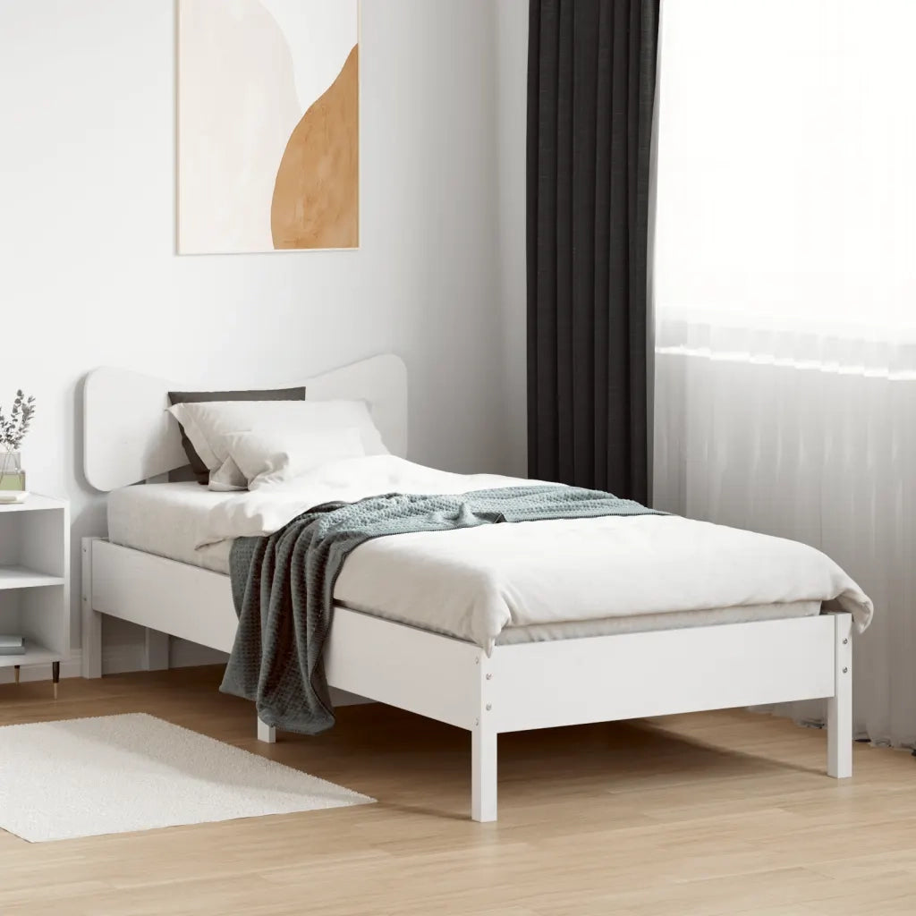 Letto singolo | Letto per adulti | Giroletto senza Materasso Bianco 75x190 Legno Massello di Pino