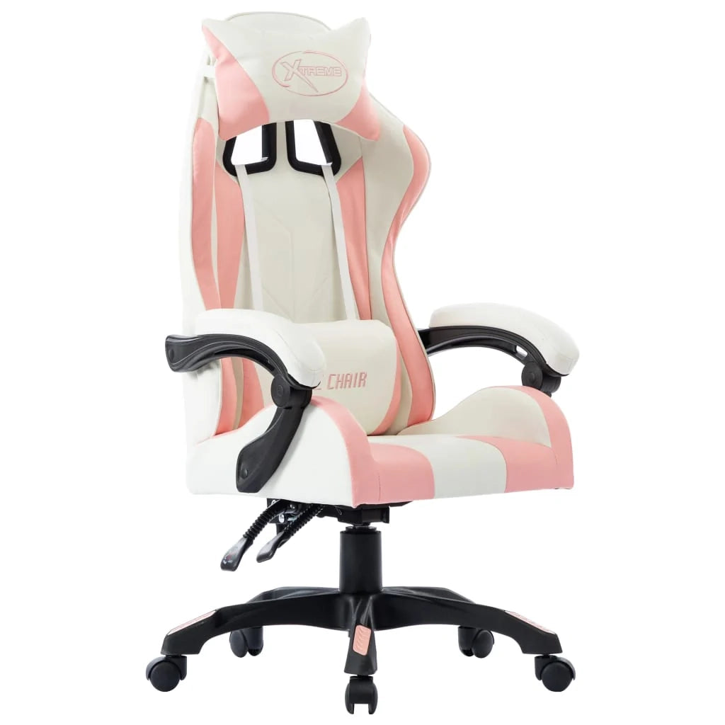 Sedia girevole in similpelle rosa per ufficio computer studio o videogiochi (02_0024228)
