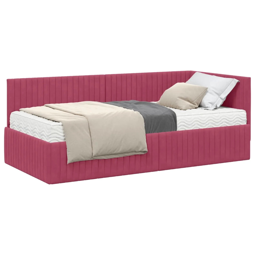 Struttura Letto Angolare con Materasso 2 pcs Verde Velluto 3393812