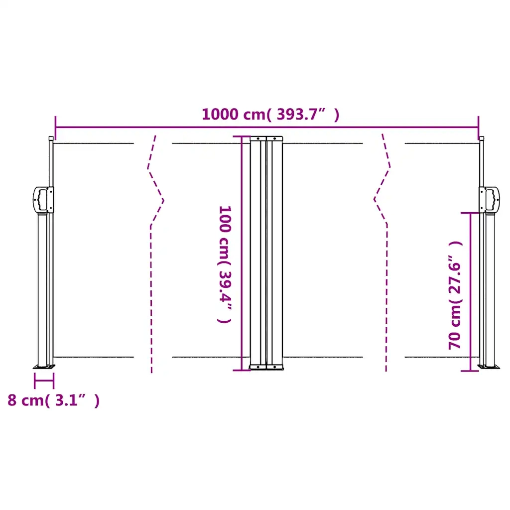 Tenda da Sole | Tenda parasole Laterale Retrattile Blu 100x1000 cm