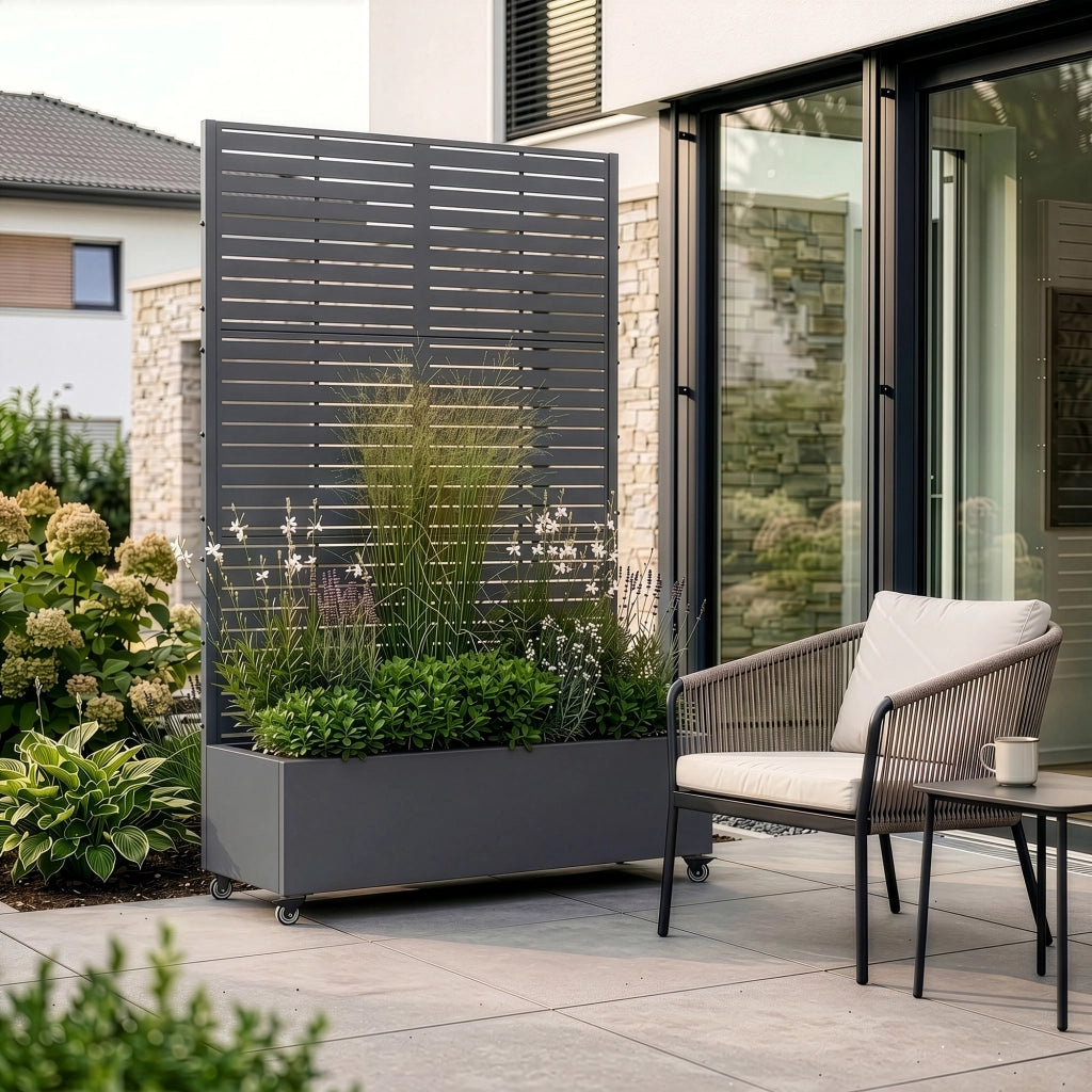 Fioriera con Spalliera Nodepp in Acciaio 190 x 120 x 38 cm - Grigio Antracite casa.pro