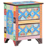 Comodino Dipinto a Mano 40x30x50 cm in Legno Massello di Mango cod mxl 55237