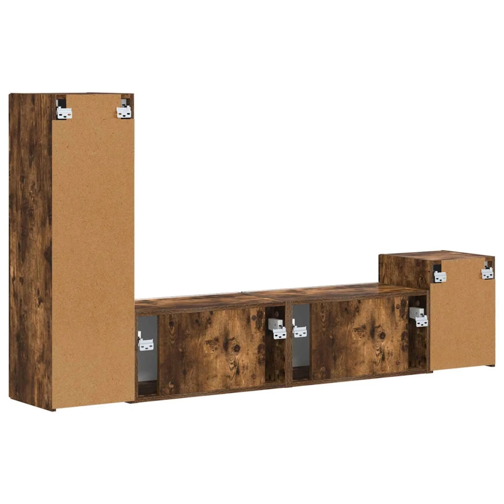 Set mobile TV 4 pz | Armadietto TV | Mobile Porta TV Rovere fum¨¦ Legno multistrato