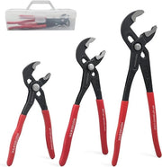 Set a 3 pezzi di pinze a scorrimento - pinze per pompa ad acqua 32/10/7 pollici - pinza a vite con maniglia a gomito e pinza a gola per manubrio con maniglie rosse - pinza CRV e pinza a gola per afferrare viti, bulloni, tubi e connettori