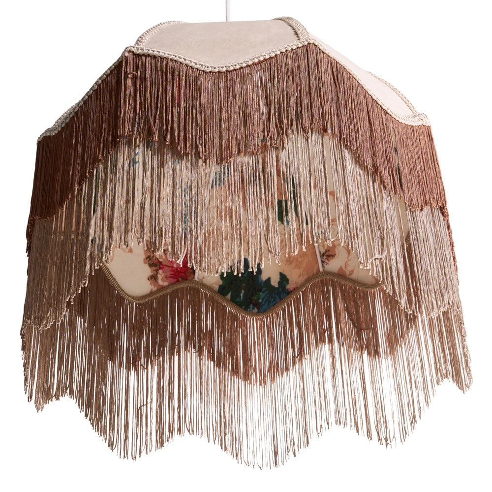 Lampada a sospensione con frange Tessuto beige illuminazione Retro Vintage