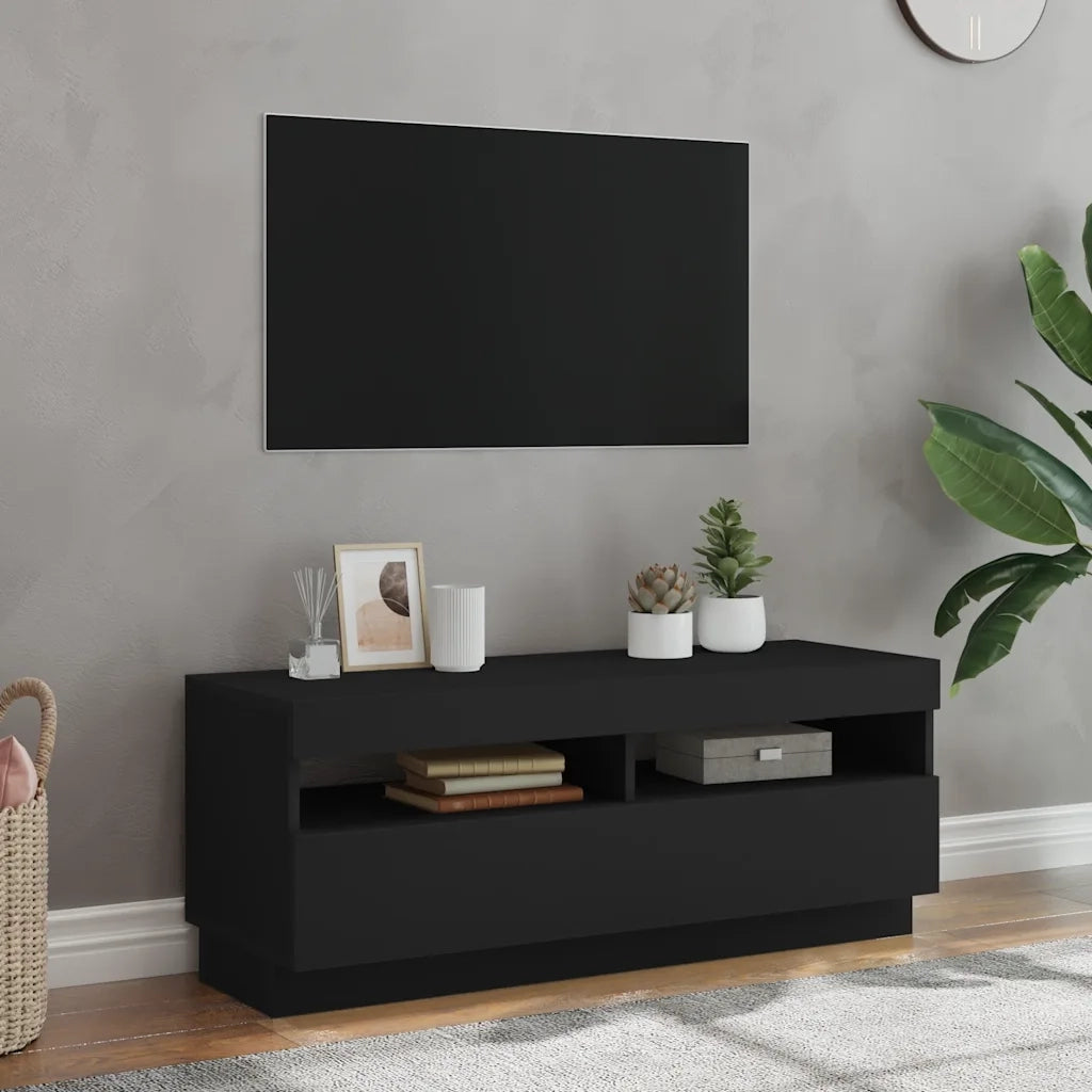 Mobile TV | Armadietto TV | Mobile Porta TV con Luci LED Nero 100x35x40 cm