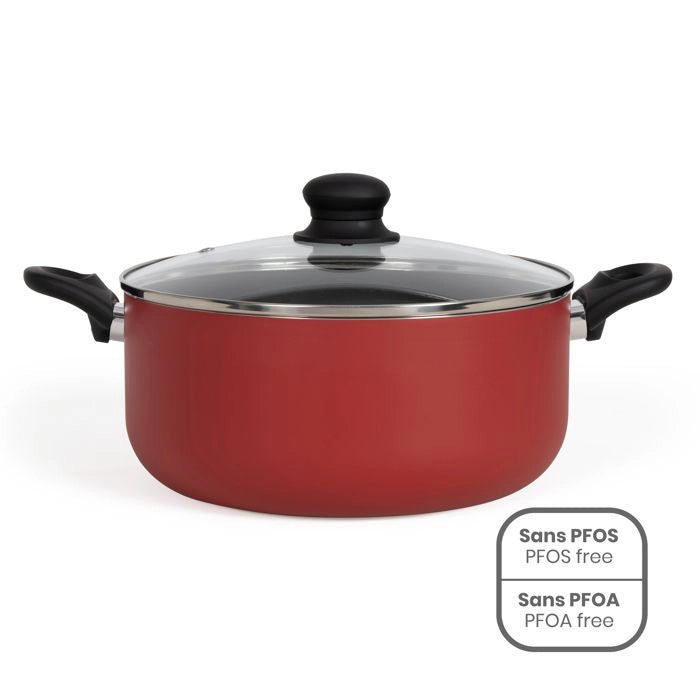 Forno olandese da 28 cm - LIVOO - MEP151R - Antiaderente senza PFOA né PFOS - Manici in silicone - Adatto a tutti i piani cottura, inclusa l'induzione