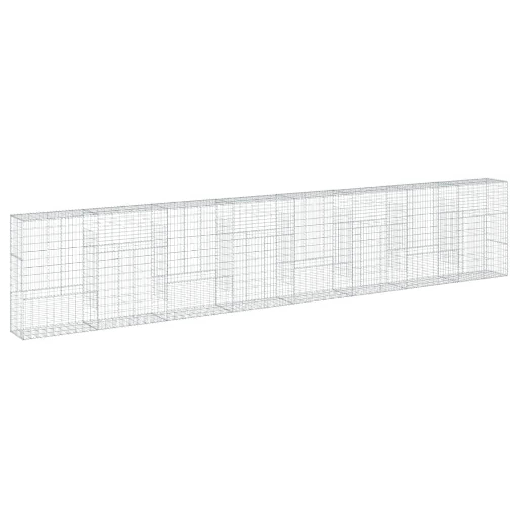 Gabbione recinto a gabbia muro di contenimento con coperchio 800 x 50 x 150 cm ferro zincato argento 02_0040204