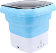 Mini Lavatrice Opportuna con Adattatore per Filtro di Scarico - Ideale per Abbigliamento da Bambino e Intimo - 100-240V - Blu e Bianco