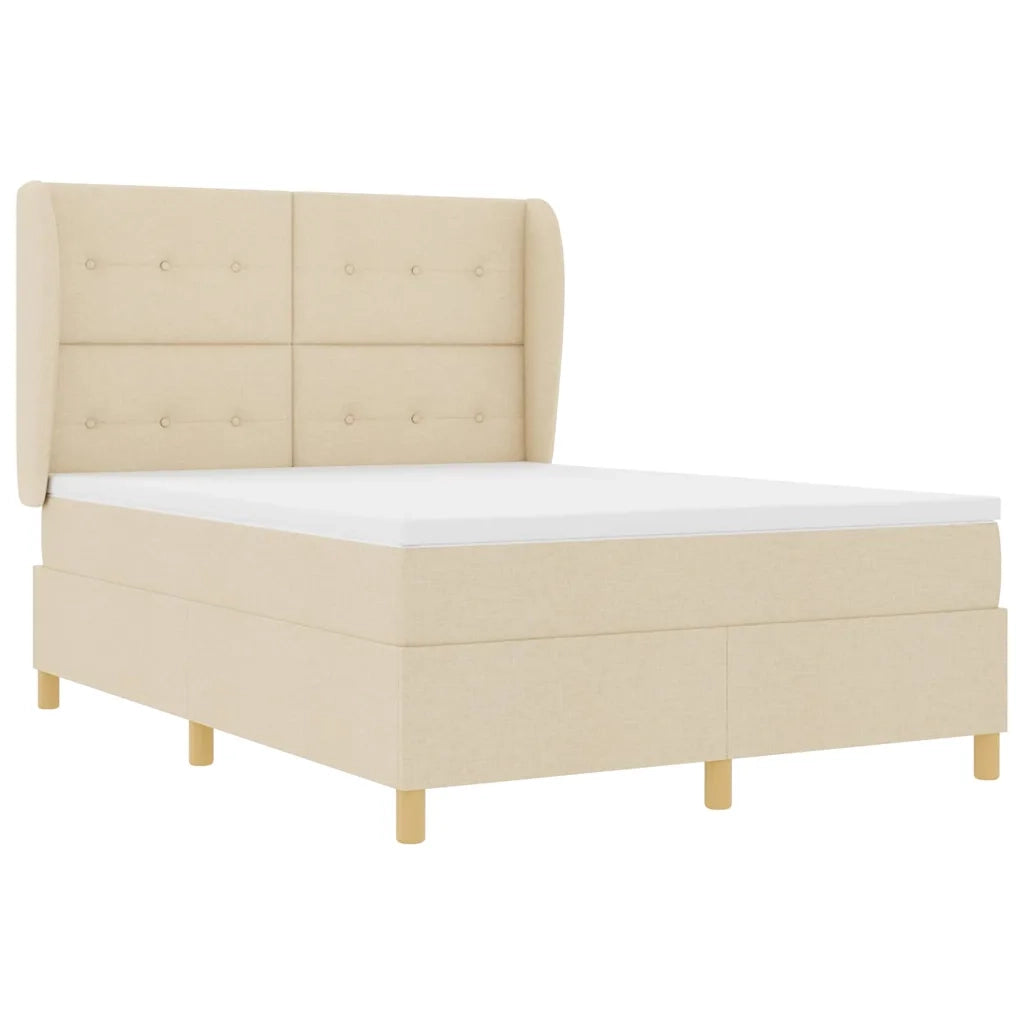 Letto a molle con materasso Crema 200 x 160 cm Tessuto 3340765
