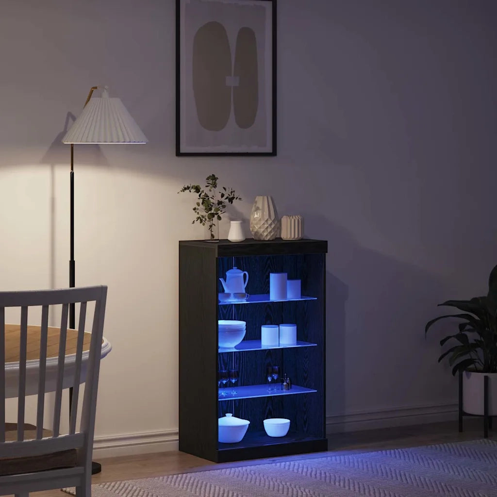 Credenza | Madia LED Rovere Nero 60,5 x 37 x 100 cm Legno multistrato