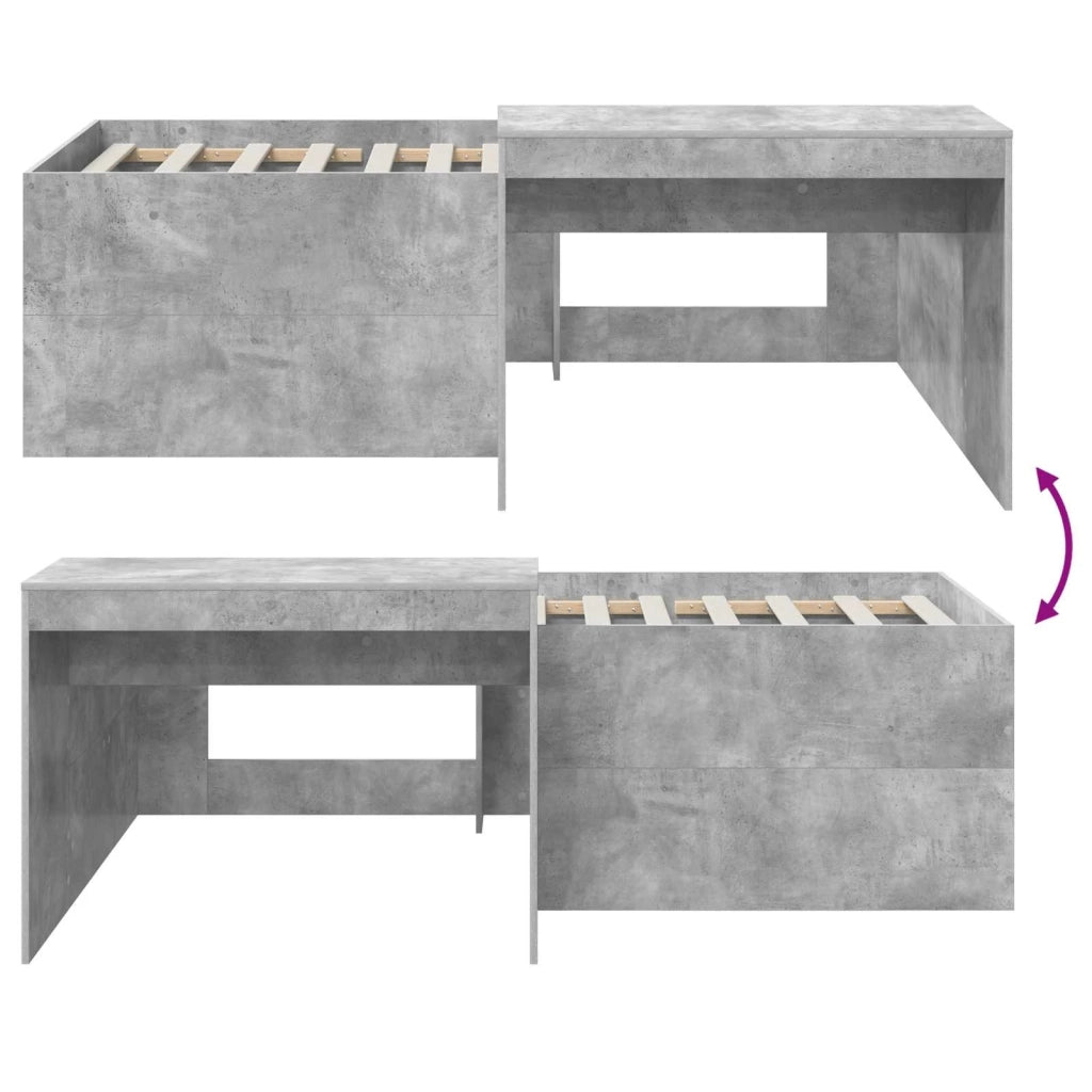 Letto alto per bambini con scrivania Grigio Cemento 90 x 200 cm 3422654