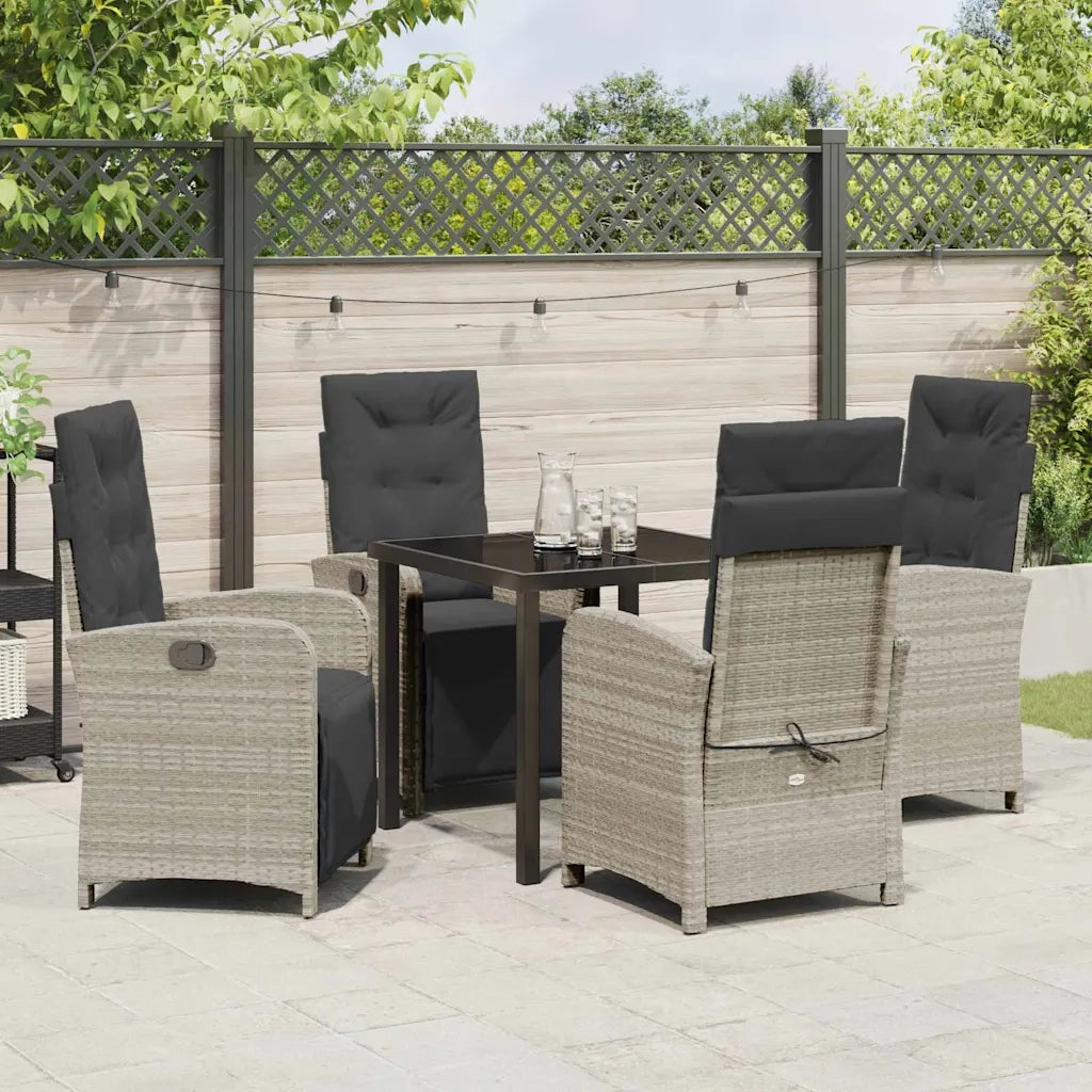 Set da Pranzo per Giardino 5 pcs Grigio chiaro polyrattan 3380345
