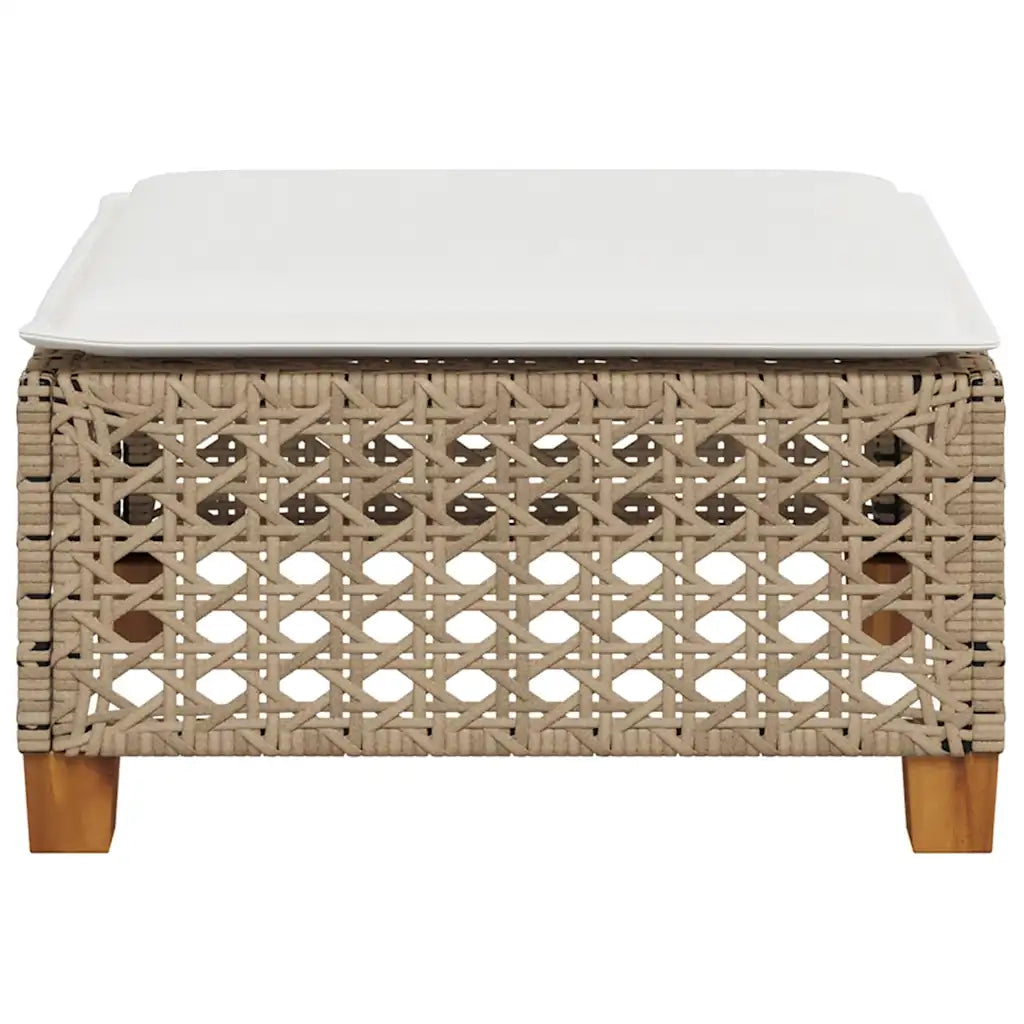 Sgabello Giardino con Cuscino Beige 63,5x56x32 cm in Polyrattan
