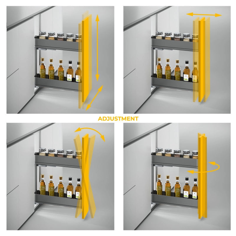 Carrello estraibile con cestelli e carrello del pane Supra con fissaggio inferiore con chiusura soft, Modulo 300, Acci..