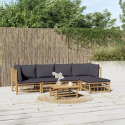 Set Salotto da Giardino 6pz con Cuscini Grigio Scuro Bambù 3155232
