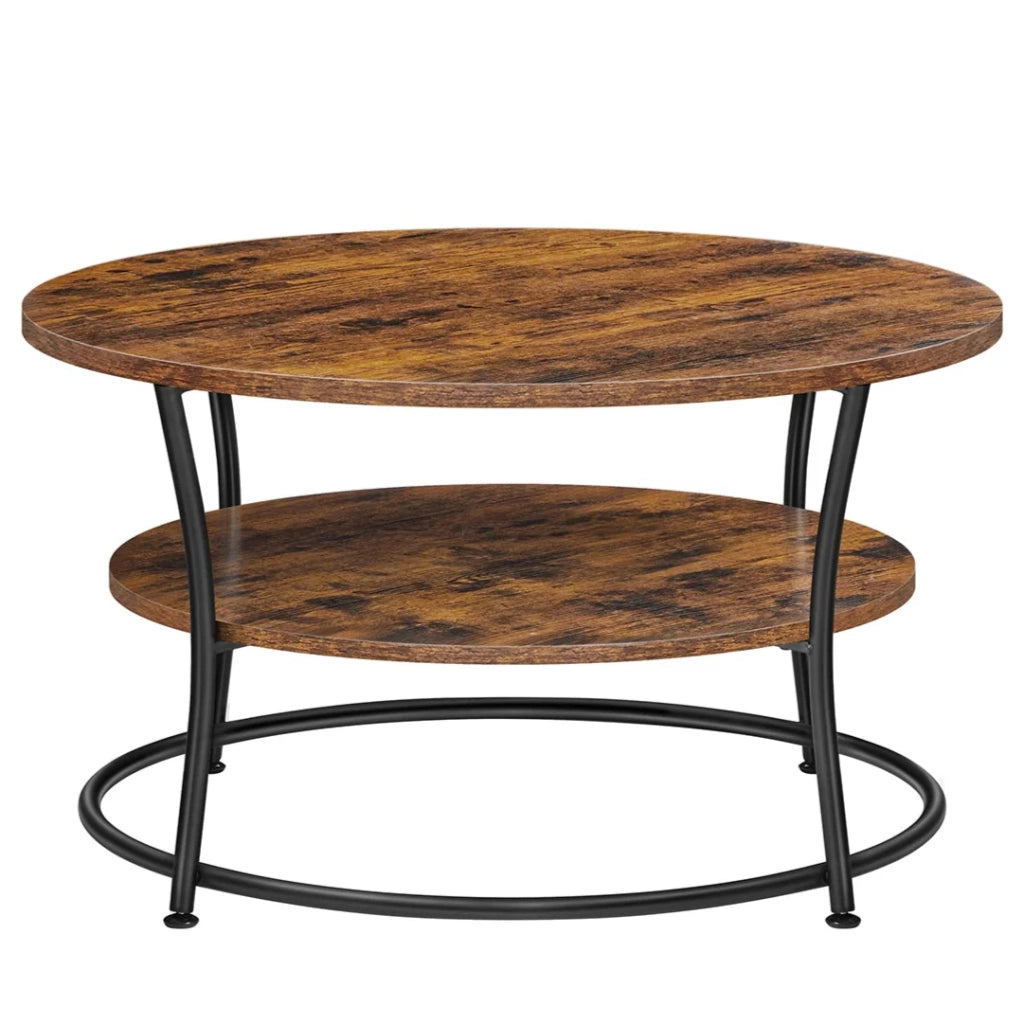 Tavolino da caffè tavolo da soggiorno credenza bassa 2 ripiani con ripiano portaoggetti facile da montare struttura in metallo stile industriale marrone 12_0007484