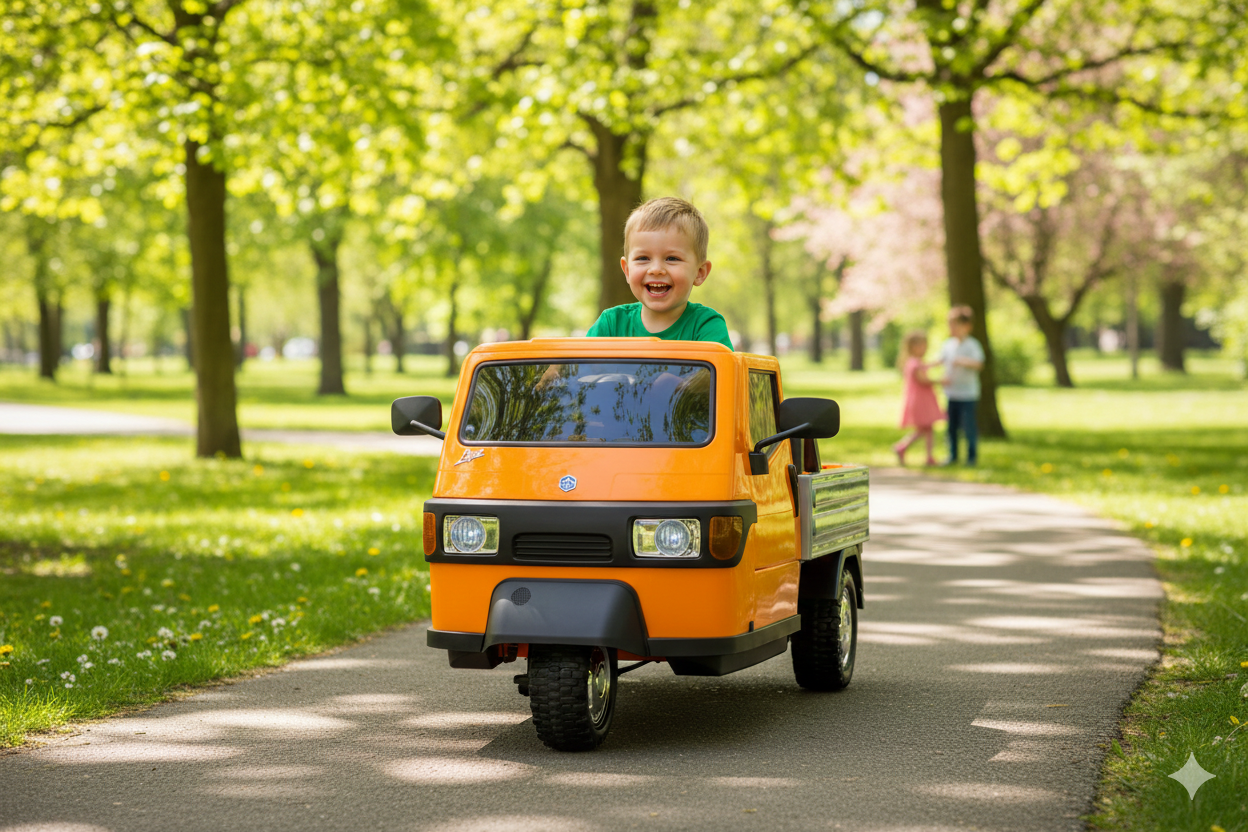 Macchina Elettrica per Bambini Licenza Piaggio Apecar 12V Arancione