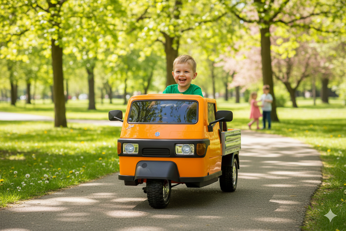 Macchina Elettrica per Bambini Licenza Piaggio Apecar 12V Arancione