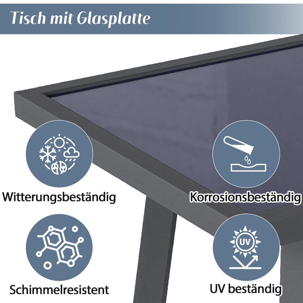 Set da pranzo da giardino set di mobili da giardino pu¨° capire fino a 6 persone braccioli e schienali intrecciati tubi in acciaio zincato include divano d'angolo e tavolo da pranzo colore: grigio