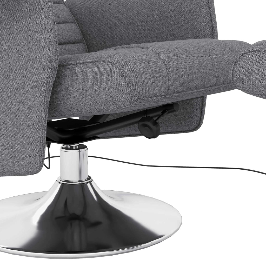 Poltrona Massaggiante e Reclinabile con Poggiapiedi 78x90x93 cm in Tessuto Effetto Lino Grigio Scuro