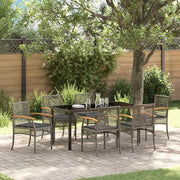 Set da Pranzo per Giardino 7 pcs Grigio e Nero Rattan 3380824