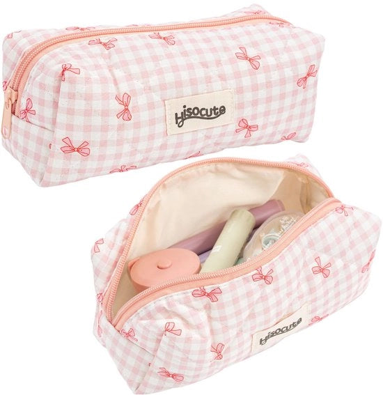 Etui per ragazze, borsa cosmetica estetica con cinturino, contenitore per piccoli oggetti, organizzatore per la scuola (rosa)