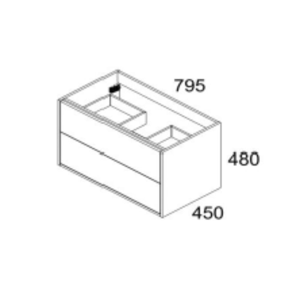 Mobile bagno sospeso Push con due cassettoni 80x45x48 colore bianco opaco