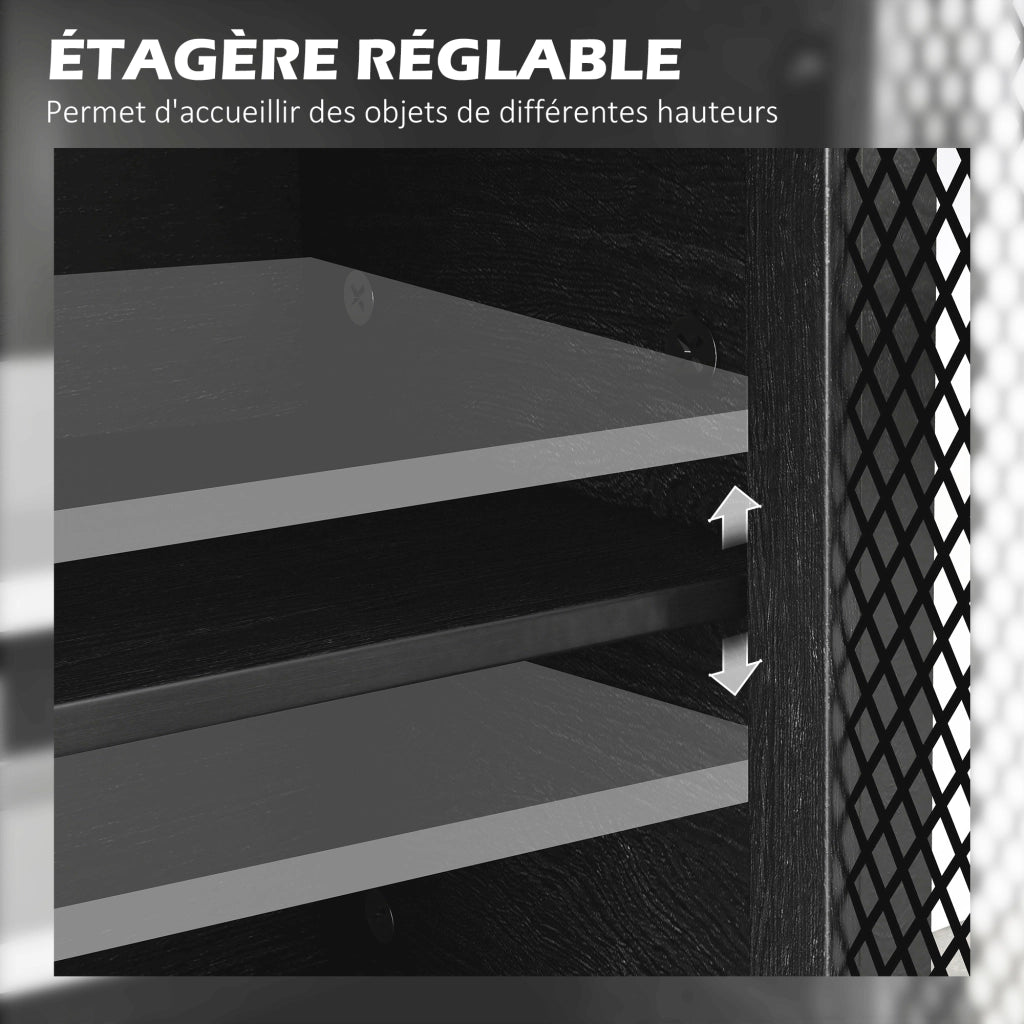 Armadio con ante scorrevoli e cassetti ¨C Zephmum ¨C Nero 150x40x85 cm
