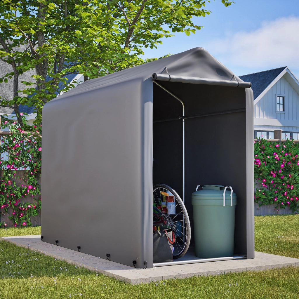 Tenda Garage per Biciclette 187x100x160 cm Grigio Scuro con Telo PE 170 g/m² e Telaio Zincato