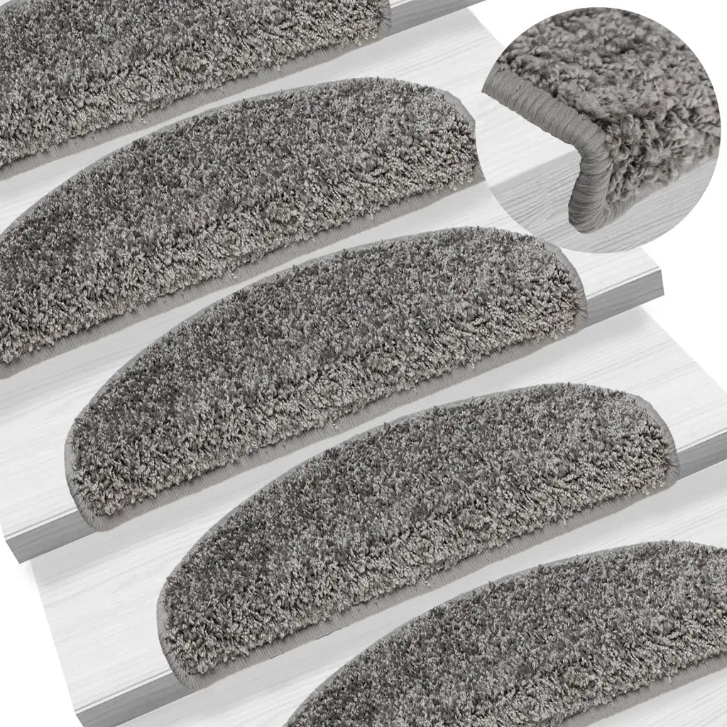 Tappetini per scale 10 pz 65x21x4 cm Grigio Semicircolari Grandi 149799