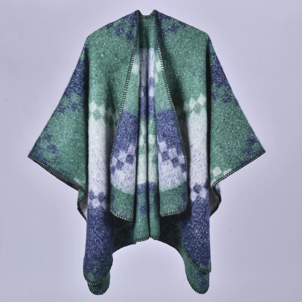 Nuovo cappotto da donna in cashmere caldo, stile scialle retr¨°, con mantella spessa.