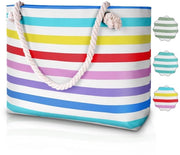 Borsa da Spiaggia Extra Grande - Borsa da Spiaggia con Cerniera - Borsa Multifunzionale per la Spesa - Borsa a Mano in Canapa - Tasca da Spiaggia - Ideale per 3-4 Persone