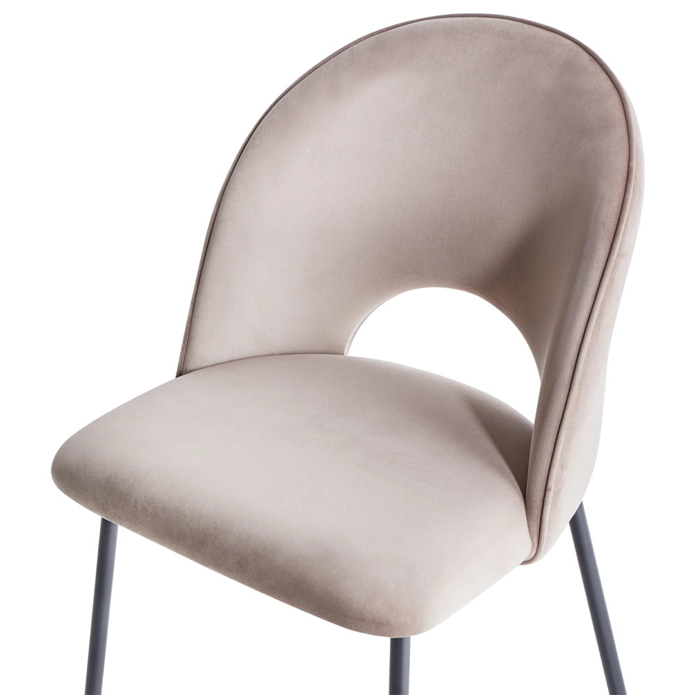 Set di 2 sedie da pranzo rivestimento in velluto tortora gambe nere glamour retrò