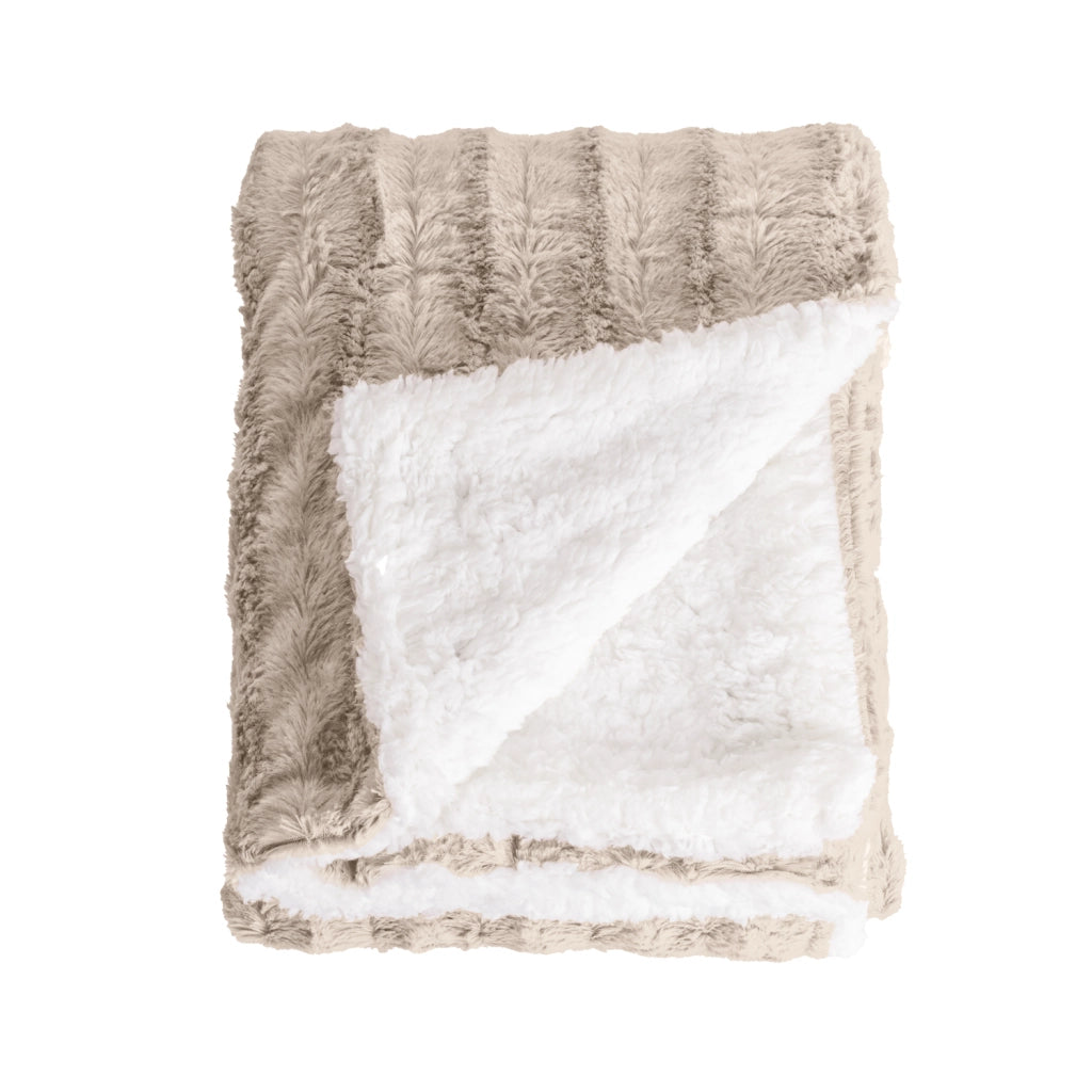 Coperta plaid in poliestere beige 130x170 cm - Collezione BERGIL