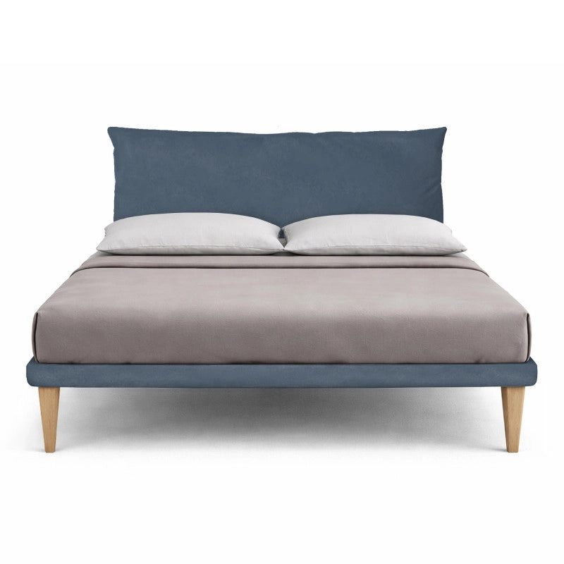 Letto imbottito Letto Matrimoniale alla Francese 140x190 cm Soft - Con rete,Microfibra,Blu