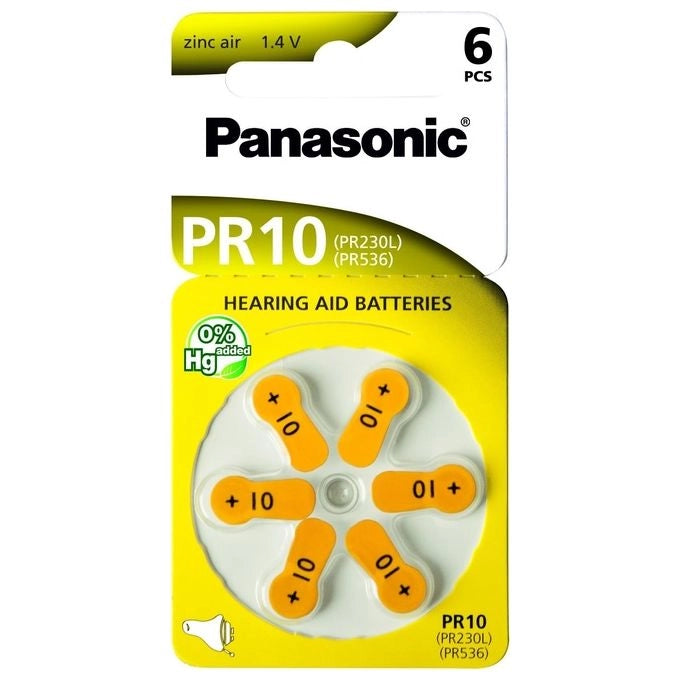 Panasonic PR-10L-6LB Pile per Apparecchi Acustici Zinco Aria 1.4 V 100 mAh 6 Pezzi colore Argento