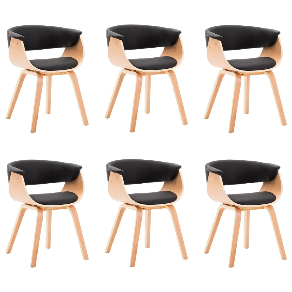 Sedie da Pranzo 6 pz Nere in Legno Piegato e Similpelle cod mxl 29293