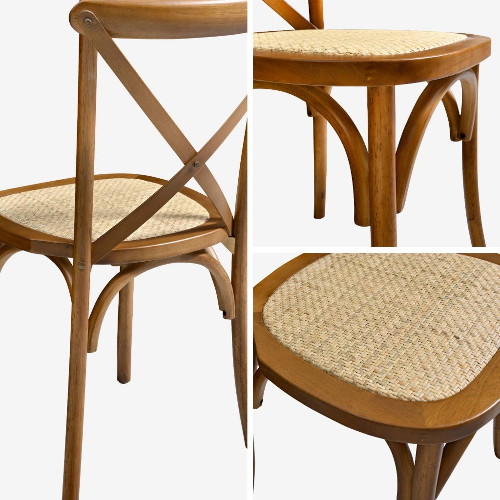 Set 2 sedie bistrò vintage in legno, noce