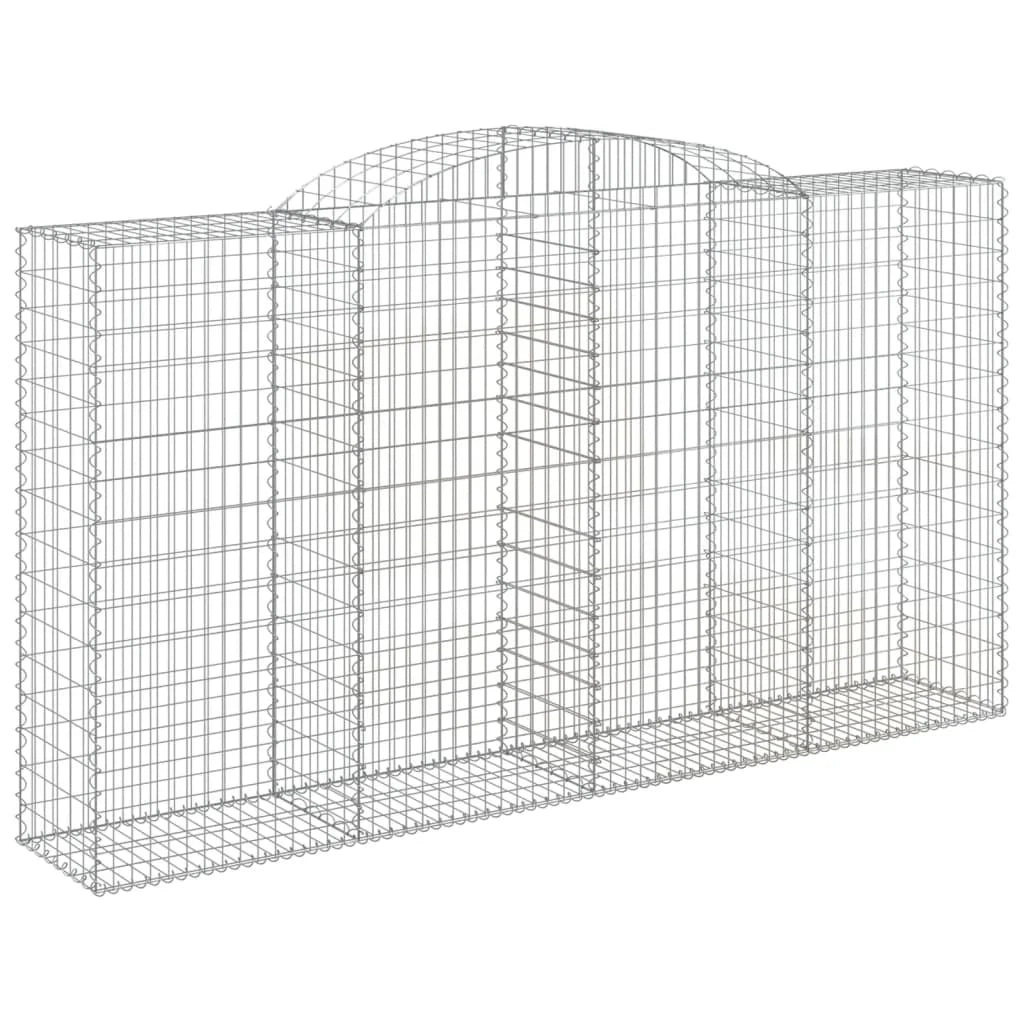 Cestini gabbioni recinzione a gabbia muro di contenimento ad arco 1 set da 2 300 x 50 x 160/180 cm ferro zincato argento 02_0040554